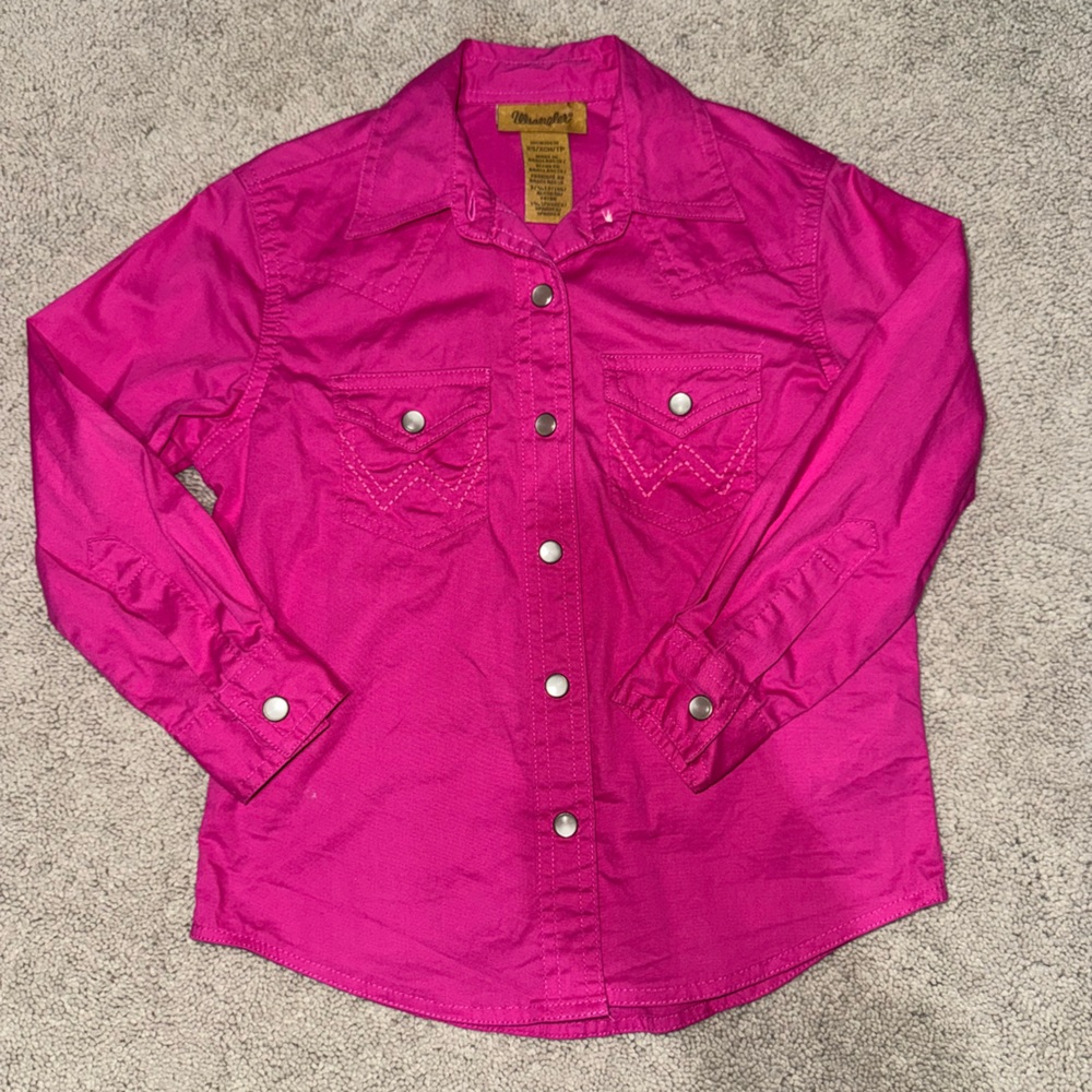 Wrangler Kids' Fuchsia Western Pearly Button-Down Shirt